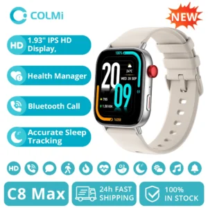 COLMI C8 Max Voice Calling Smart Watch 1.93" Large HD Color Display Health and Fitness Tracking Smartwatch Unisex