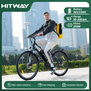 Bici elettrica HITWAY, 28 bici elettriche, bici elettrica da città con batteria rimovibile 36V 13Ah, motore 250W, 7 velocità