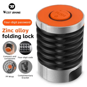 WEST BIKING Folding Bike Lock Combination Anti-theft Lock Portable E-Bike Heavy Duty Chain Lock Bicycle Cycling Accessories