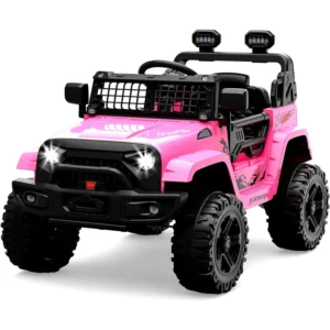 12V Children's Electric Car with Suspension, LED Lights, Wireless Connection, 2 Speeds & Remote Control Kid's Vehicle for 3-8 Y